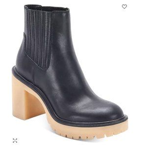 Dolce Vita Women's Caster H2O Lug Sole Cheslea Heeled Booties Black